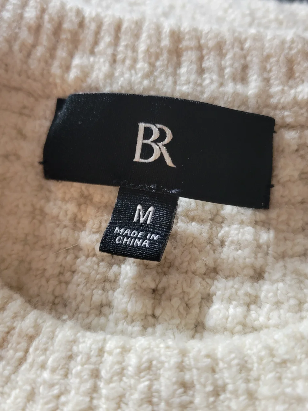 Banana Republic Cream Ribbed Knit Crewneck Sweater - Men